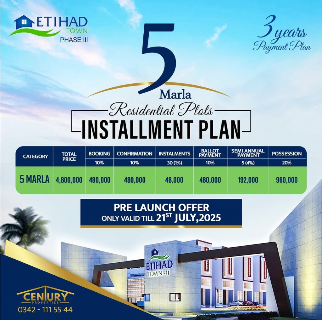 Etihad Town phase 3 payment plan